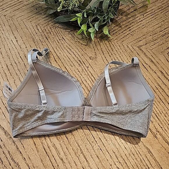 Gray wire free ribbed bra 34C NWT Nautica - Picture 4 of 7